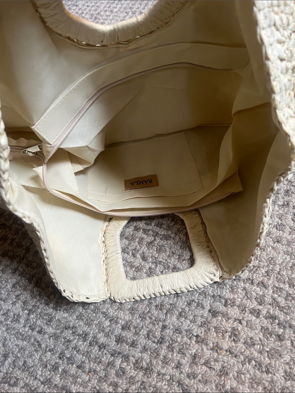Ramla Raffia Half Moon Tote Straw Beige Resort Bag NWT - Picture 11 of 12